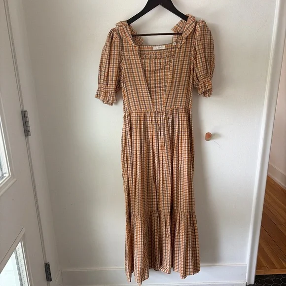 Doen Elodie Dress in Orange Maringue Plaid - Picture 6 of 7